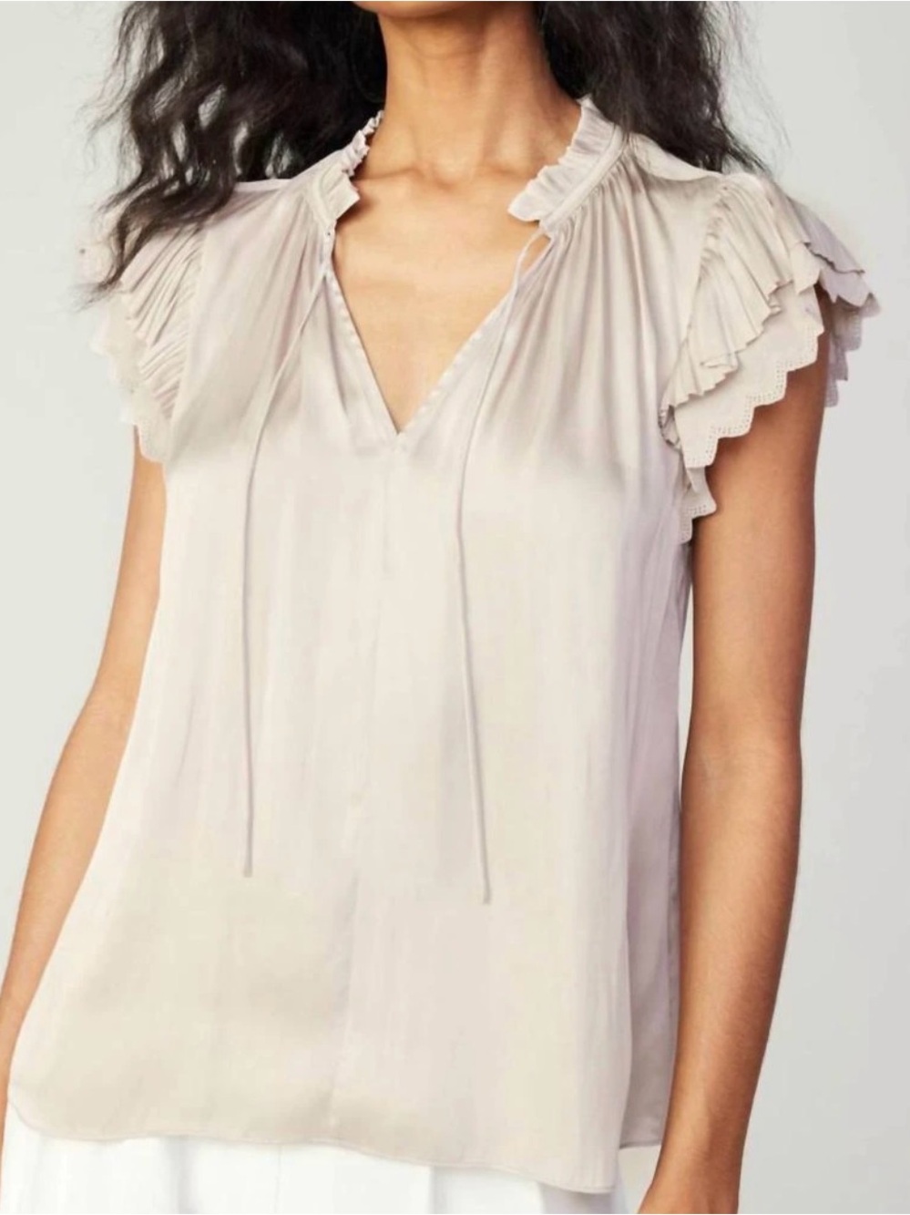 Blu Pepper Cream Ruffle Sleeve Blouse